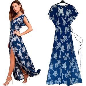 Lulus Dress Floral Wrap Maxi